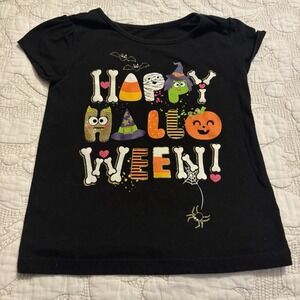 Celebrate Halloween Girls Shirt Size 3T Black With Colorful Happy‎ Halloween